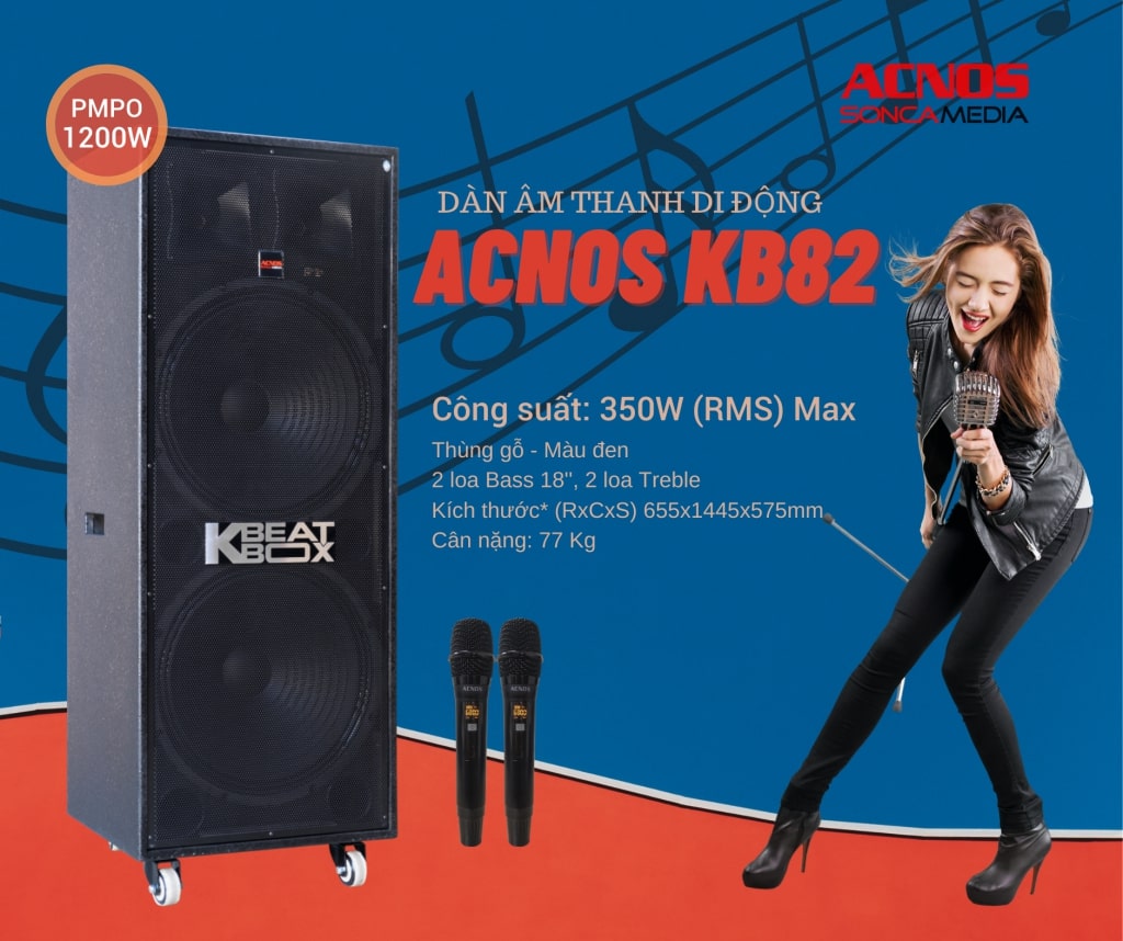 LOA KÉO KARAOKE ACNOS KB82 thiết kế chắc chắn phục vụ cho hội trường lớn