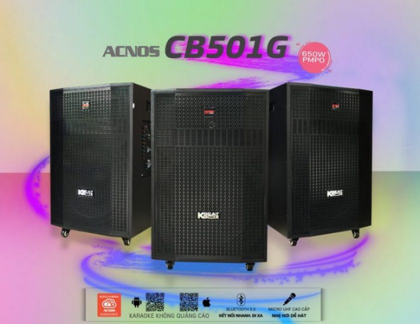 Loa kéo acnos-kbeartbox cb501g thiết kế bắt mắt, âm thanh hay, kết nối nhiều ứng dụng, kho bài hát khổng lồ