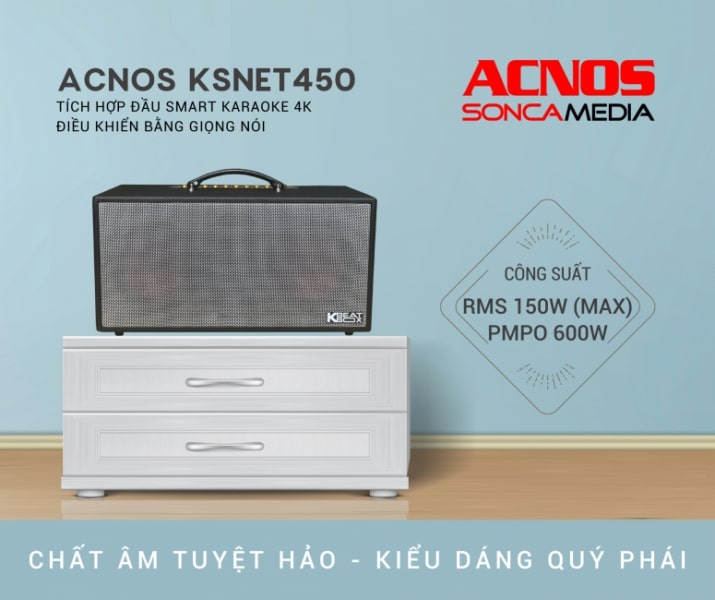loa acnos di động KSnet 450 có sẵn đầu hát karaoke thông ming trong loa